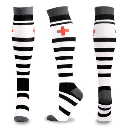 Medical Pattern Print Compression Socks(5 Pairs) - B - L/XL - image 8