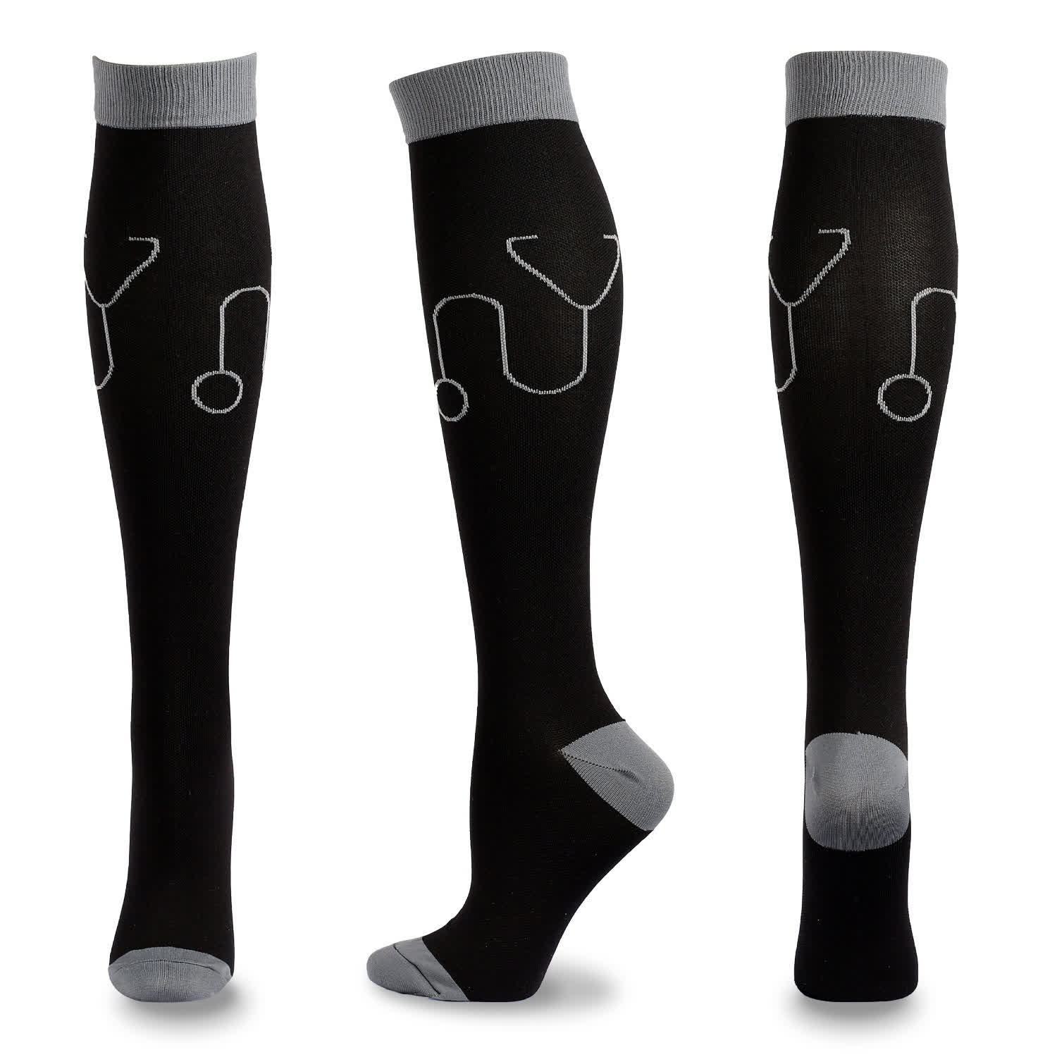 Medical Pattern Print Compression Socks(5 Pairs) - D - L/XL - image 10