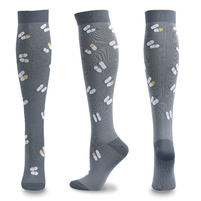 Medical Pattern Print Compression Socks(5 Pairs) - E - L/XL - image 11