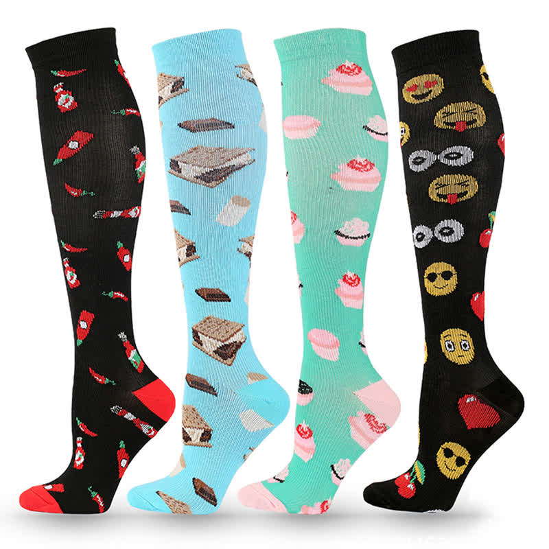 Fun Print Compression Socks(4 Pairs)