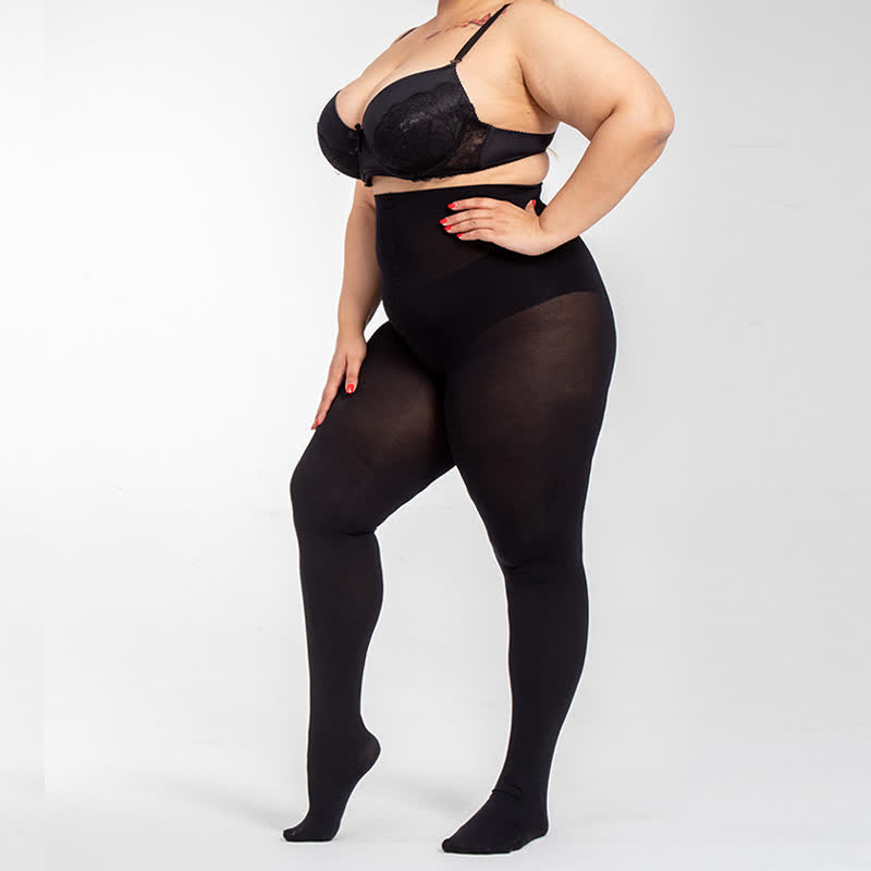 Plus Size Black High Waist Pantyhose(2 Pairs) - image 4