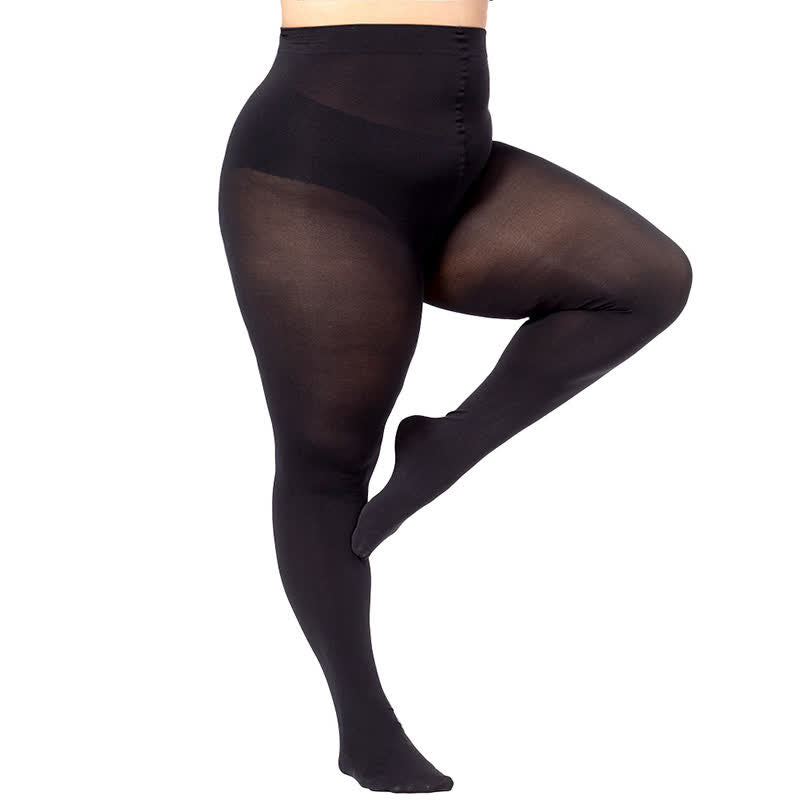 Plus Size Black High Waist Pantyhose(2 Pairs) - image 6