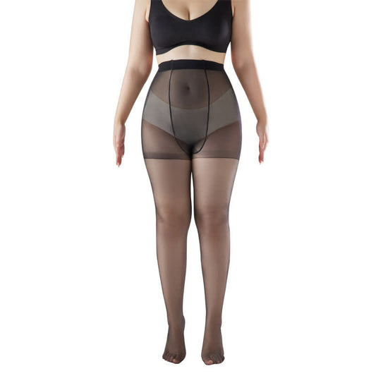 Ultra-thin High Waist Anti-snagging Sheer Pantyhose(2 Pairs) - Black - XL - image 0