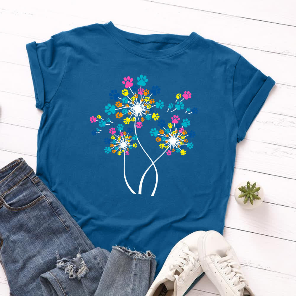 Plus Size Creative Dandelion Short Sleeve T-Shirt - Royal Blue - 5XL - image 4