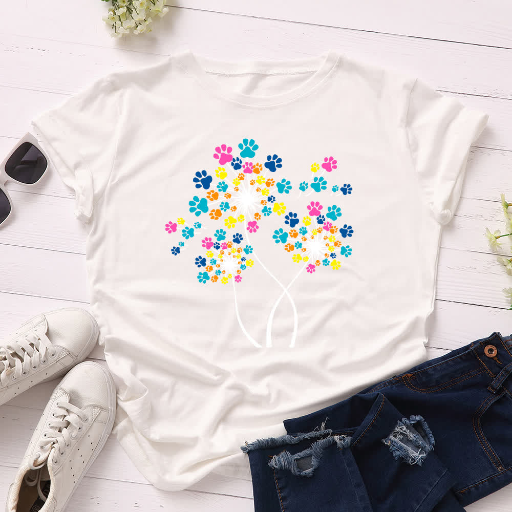 Plus Size Creative Dandelion Short Sleeve T-Shirt - White - 5XL - image 4