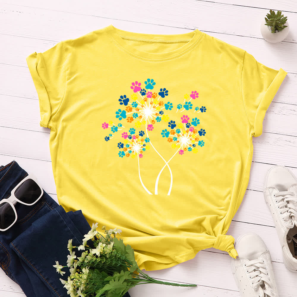 Plus Size Creative Dandelion Short Sleeve T-Shirt - Yellow - 5XL - image 3
