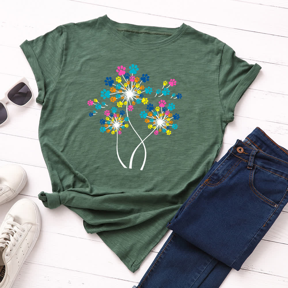 Plus Size Creative Dandelion Short Sleeve T-Shirt - Army Green - 5XL - image 6