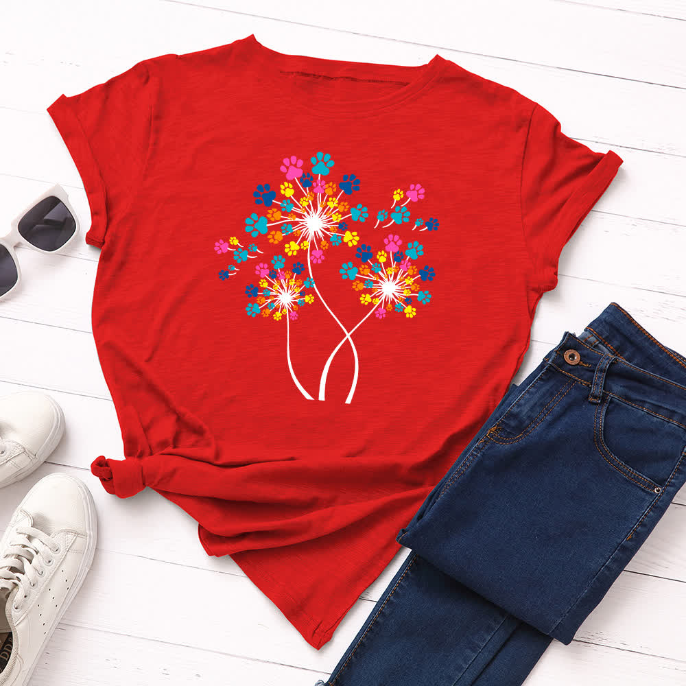 Plus Size Creative Dandelion Short Sleeve T-Shirt - Red - 5XL - image 2