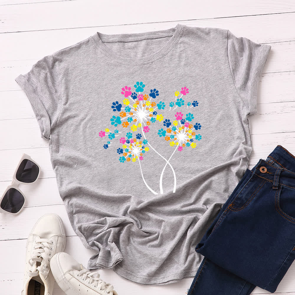 Plus Size Creative Dandelion Short Sleeve T-Shirt - Light Gray - 5XL - image 9