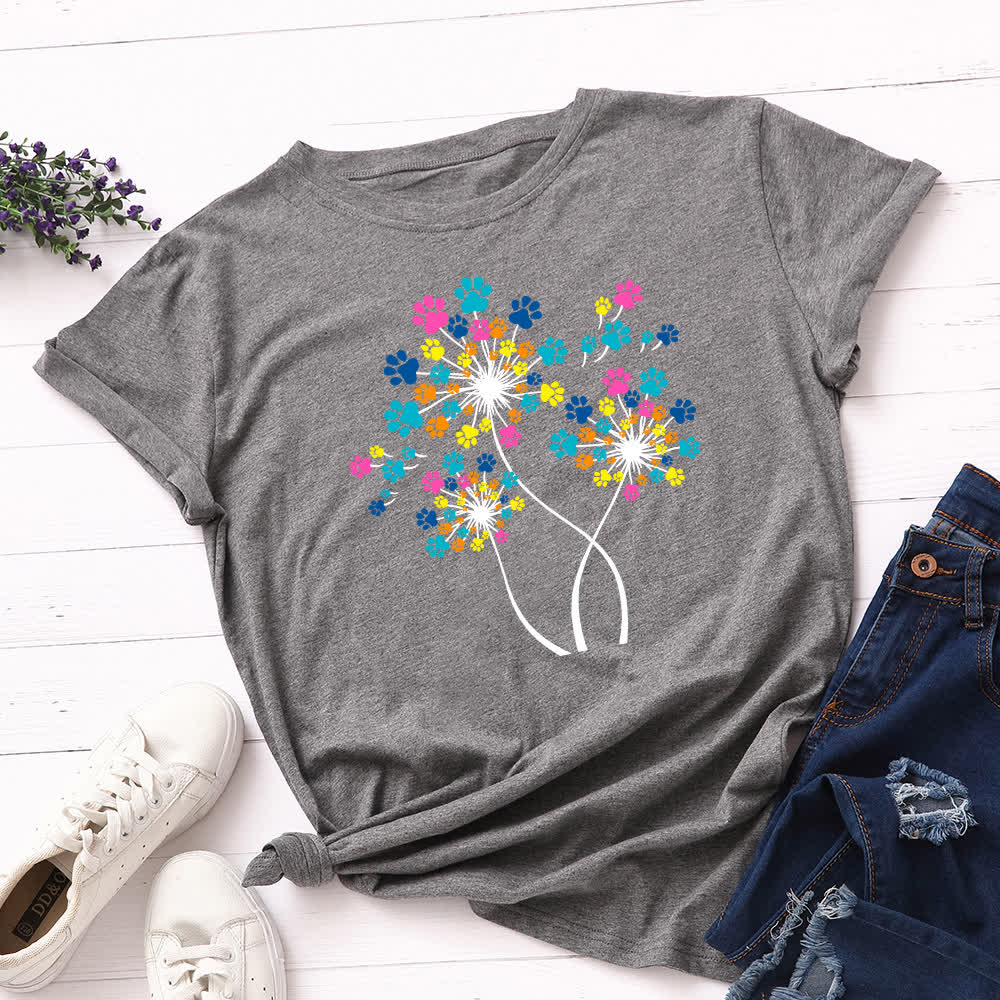 Plus Size Creative Dandelion Short Sleeve T-Shirt - Dark Grey - 5XL - image 7