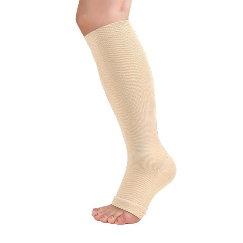 Polka Dot High Elastic Open Toe Compression Socks(3 Pairs) - C - 2XL - image 4