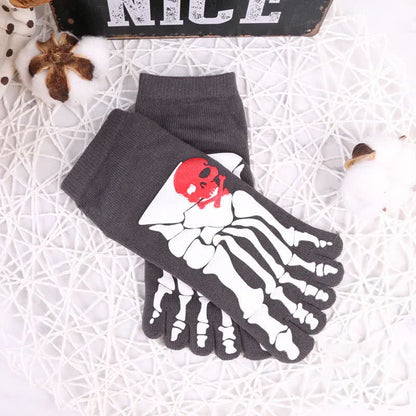 Skull and Claw Print Toe Socks(6 Pairs)