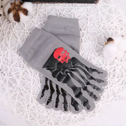 Skull and Claw Print Toe Socks(6 Pairs)