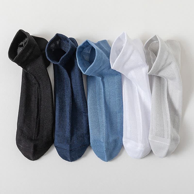 Solid Color Thin Breathable Sweat-absorbent Socks(5 Pairs)