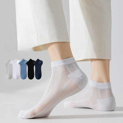 Solid Color Thin Breathable Sweat-absorbent Socks(5 Pairs)
