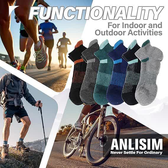Stripe Print Sports Ankle Socks(6 Pairs)