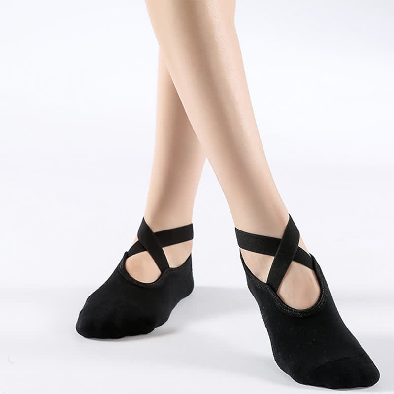 Cotton Non-Slip Cross Strap Floor Socks(6 Pairs)