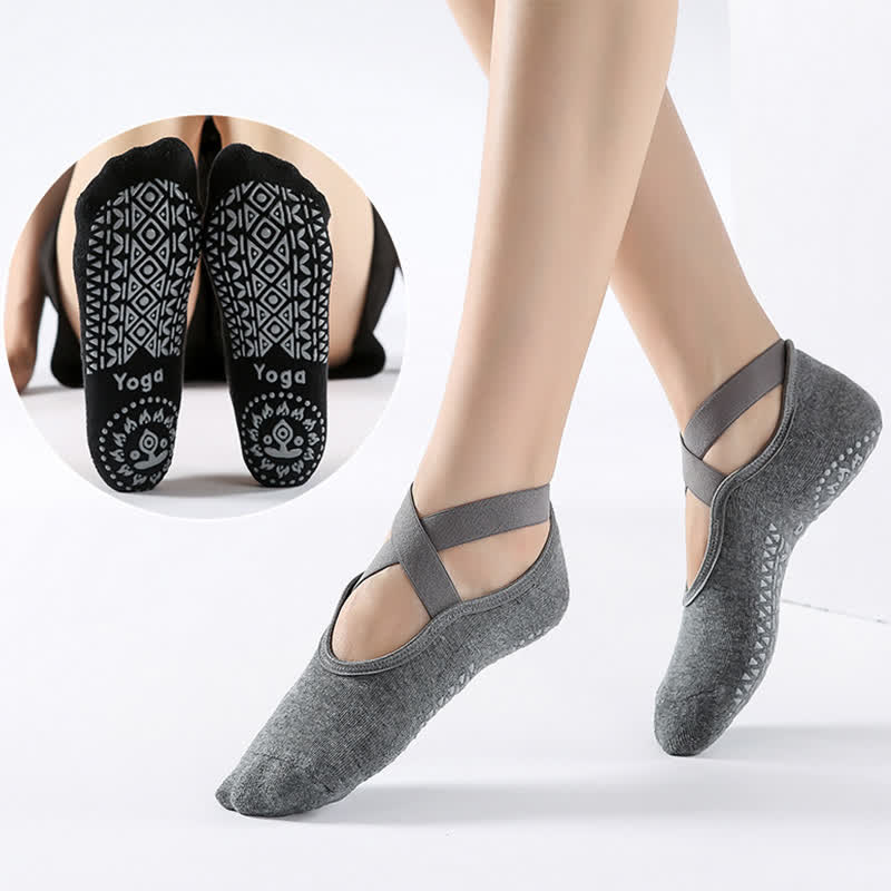 Cotton Non-Slip Cross Strap Floor Socks(6 Pairs)