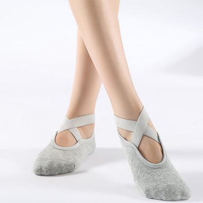Cotton Non-Slip Cross Strap Floor Socks(6 Pairs)