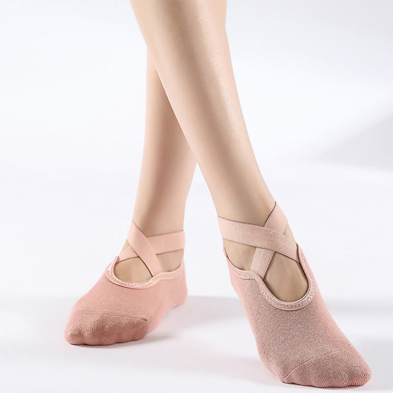 Cotton Non-Slip Cross Strap Floor Socks(6 Pairs)