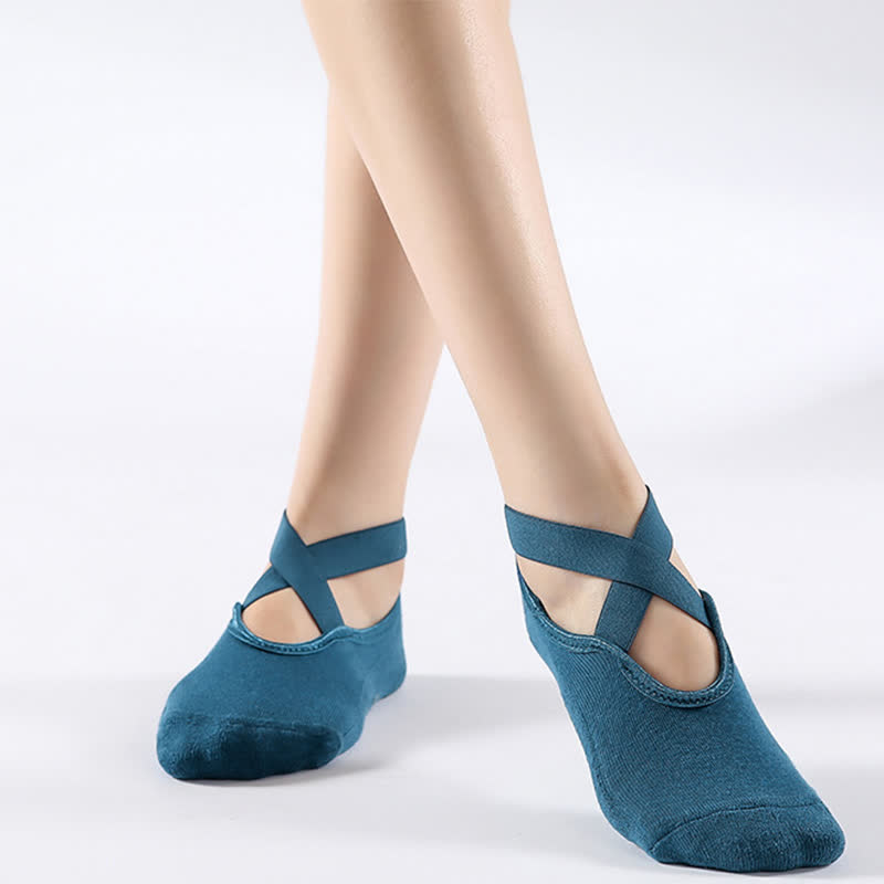 Cotton Non-Slip Cross Strap Floor Socks(6 Pairs)