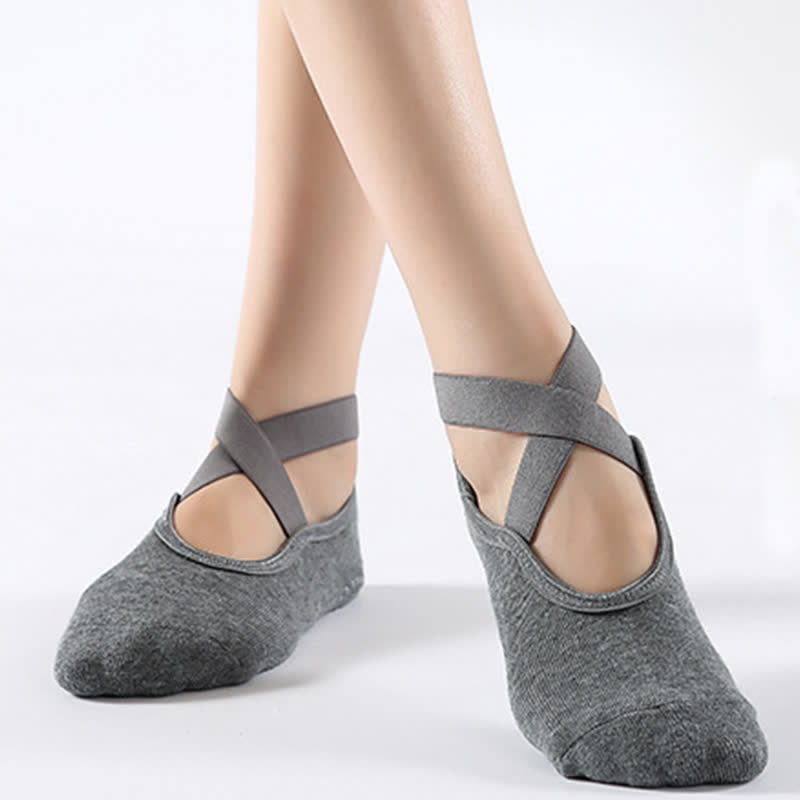 Cotton Non-Slip Cross Strap Floor Socks(6 Pairs)