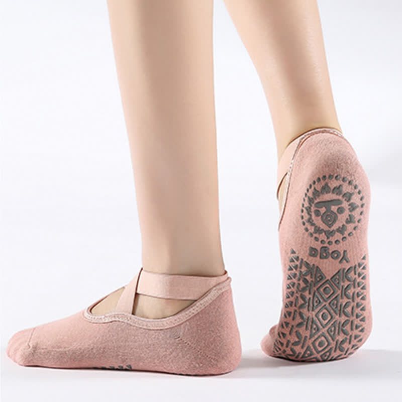 Cotton Non-Slip Cross Strap Floor Socks(6 Pairs)