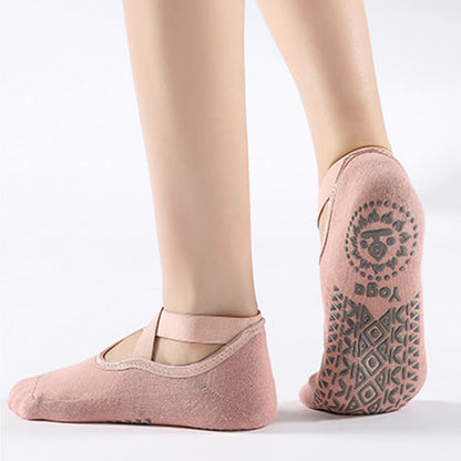 Cotton Non-Slip Cross Strap Floor Socks(6 Pairs)