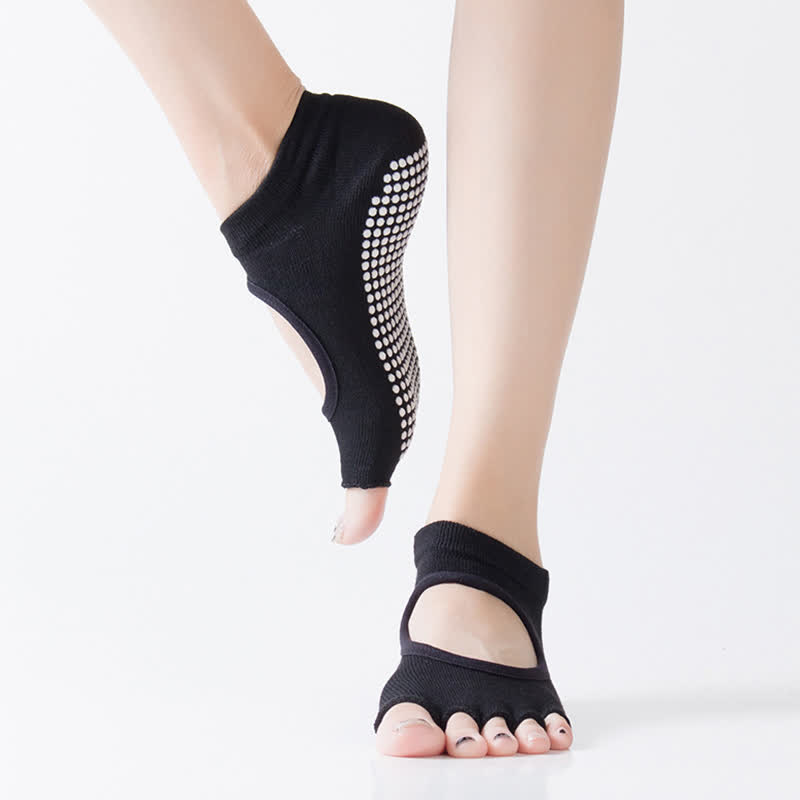 Non-Slip Five-Toe Open Toe Yoga Socks(5 Pairs)