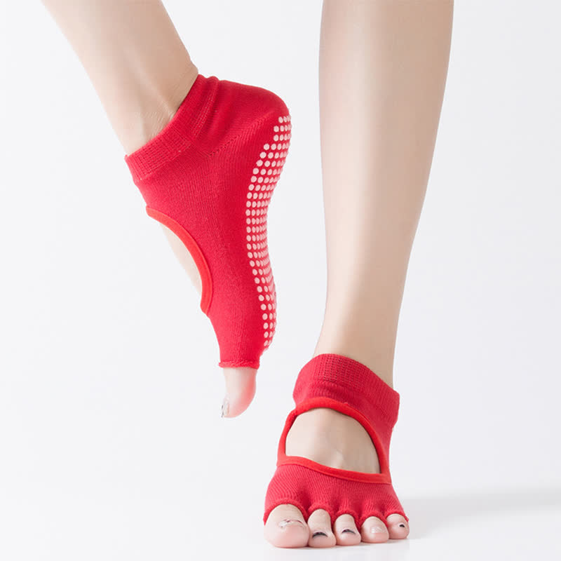 Non-Slip Five-Toe Open Toe Yoga Socks(5 Pairs)