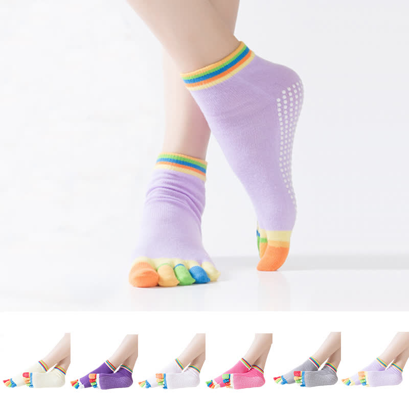 Colorful Non-Slip Five-Toe Yoga Socks(6 Pairs)