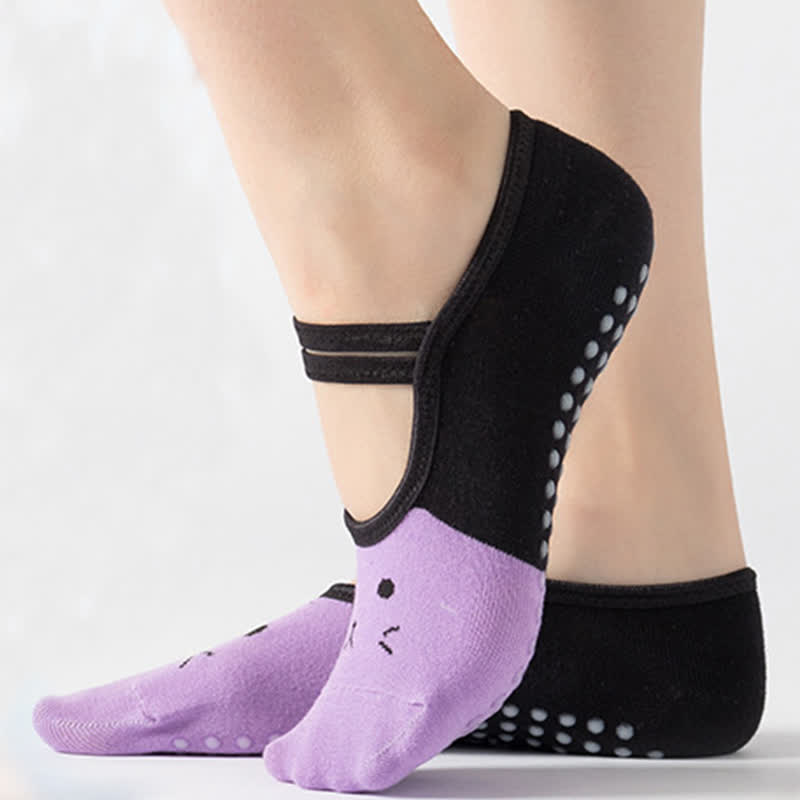 Cat Pattern Non-Slip Yoga Socks(6 Pairs)