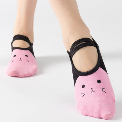 Cat Pattern Non-Slip Yoga Socks(6 Pairs)