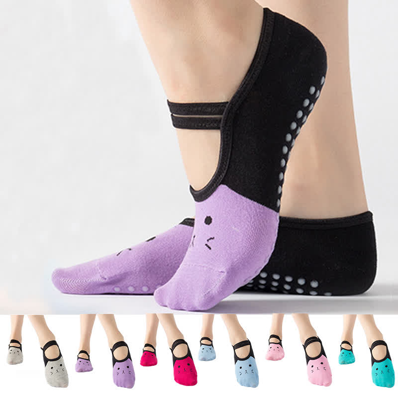 Cat Pattern Non-Slip Yoga Socks(6 Pairs)