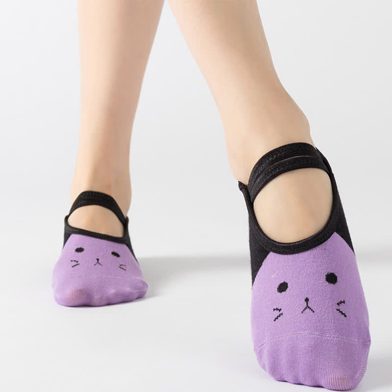 Cat Pattern Non-Slip Yoga Socks(6 Pairs)