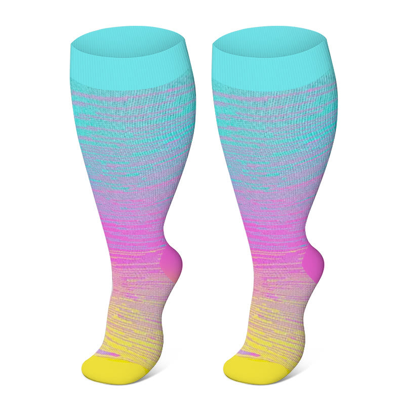 2XL-7XL Plus Size Bright Stripe Compression Socks(3 Pairs)