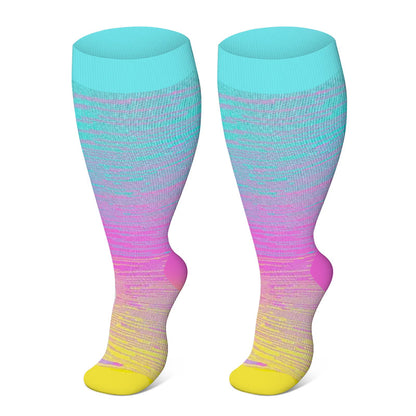 2XL-7XL Plus Size Bright Stripe Compression Socks(3 Pairs)
