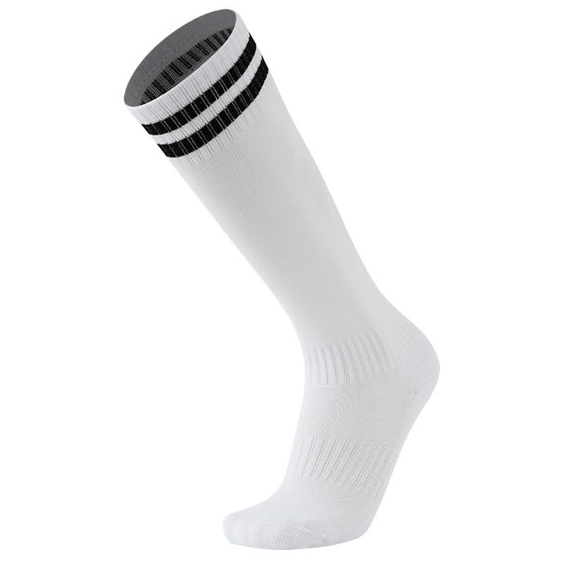Solid Color Striped Knee-high Breathable Soccer Socks(5 Pairs)
