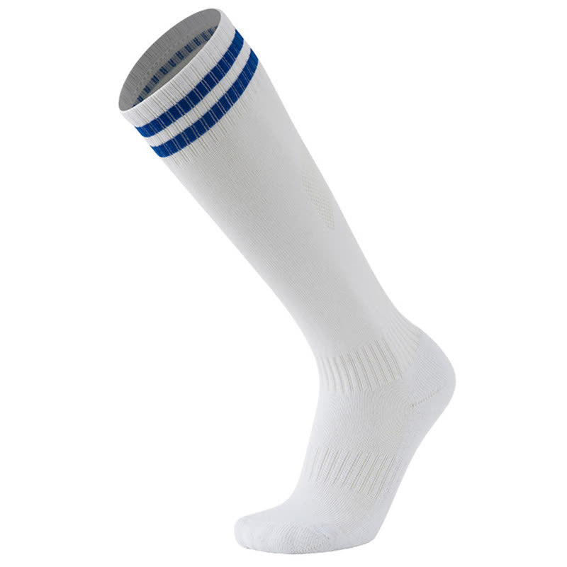 Solid Color Striped Knee-high Breathable Soccer Socks(5 Pairs)