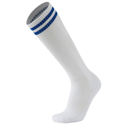 Solid Color Striped Knee-high Breathable Soccer Socks(5 Pairs) - White&Blue - EU38-45(US5-11) - image 13