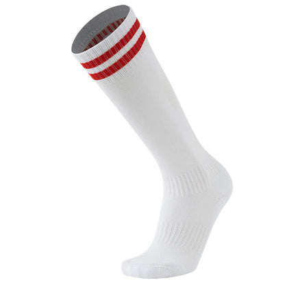 Solid Color Striped Knee-high Breathable Soccer Socks(5 Pairs) - White&Red - EU38-45(US5-11) - image 12