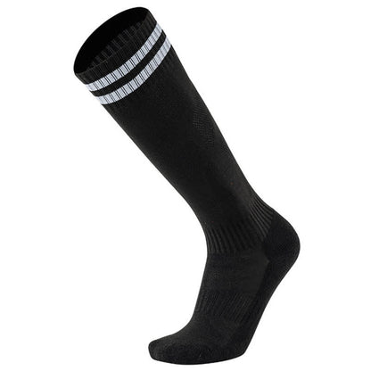 Solid Color Striped Knee-high Breathable Soccer Socks(5 Pairs) - Black - EU38-45(US5-11) - image 15