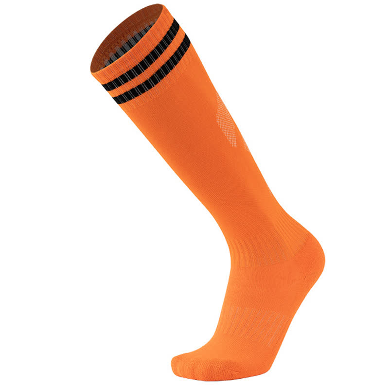 Solid Color Striped Knee-high Breathable Soccer Socks(5 Pairs)