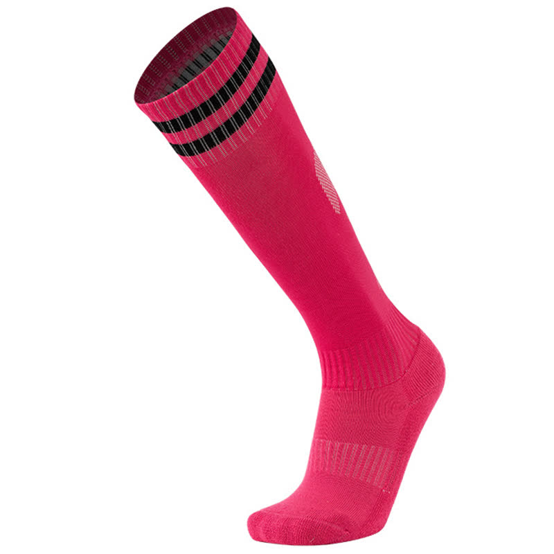 Solid Color Striped Knee-high Breathable Soccer Socks(5 Pairs)