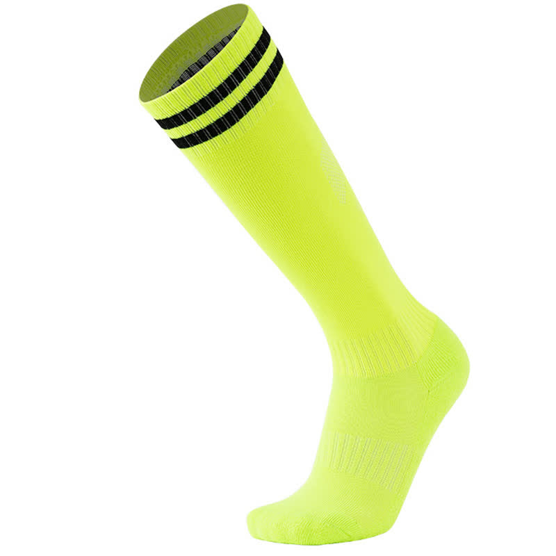 Solid Color Striped Knee-high Breathable Soccer Socks(5 Pairs)