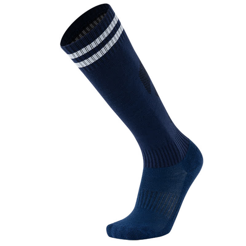 Solid Color Striped Knee-high Breathable Soccer Socks(5 Pairs) - Royal Blue - EU38-45(US5-11) - image 4
