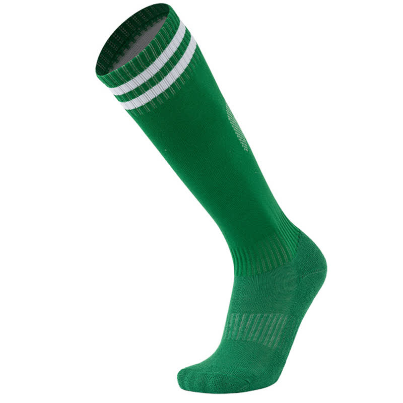 Solid Color Striped Knee-high Breathable Soccer Socks(5 Pairs)
