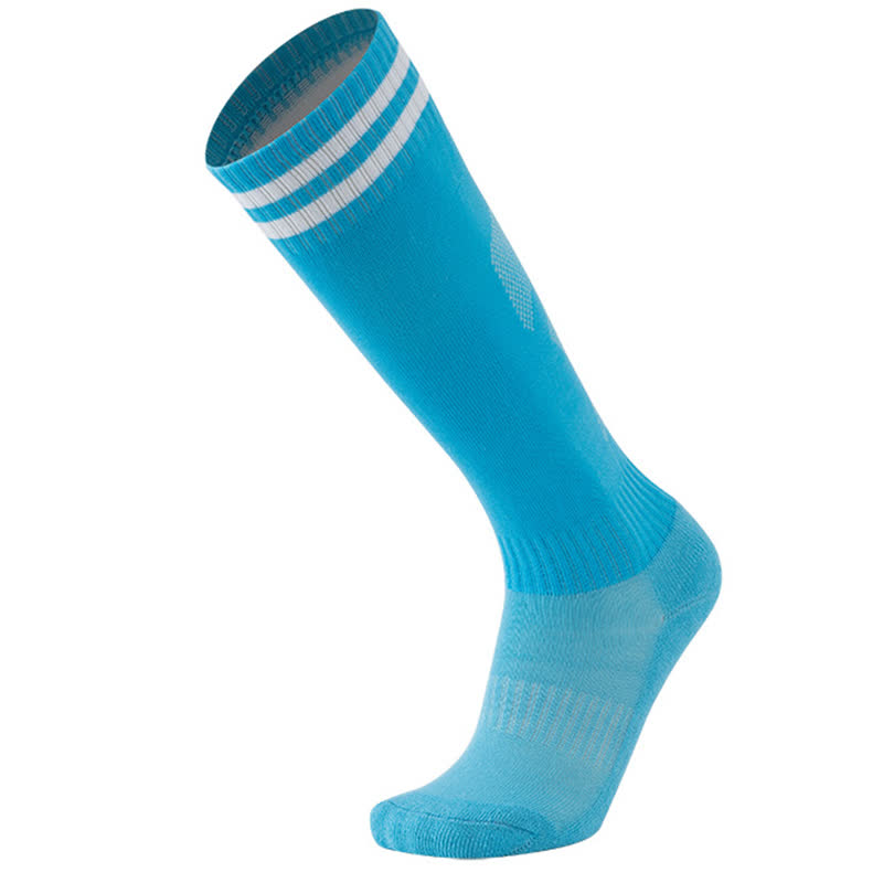 Solid Color Striped Knee-high Breathable Soccer Socks(5 Pairs)