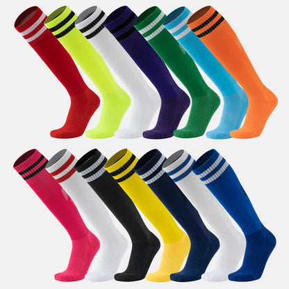 Solid Color Striped Knee-high Breathable Soccer Socks(5 Pairs)