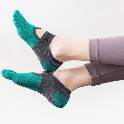 Non-slip Breathable Fitness Grip Socks(5 Pairs) - Green - EU35-40(US4-7) - image 3